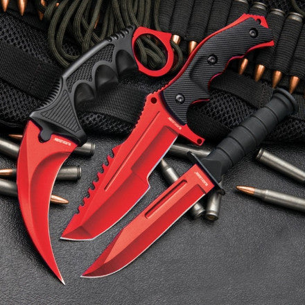 Red Fixed Blade Knife Set | MTech - Image 3