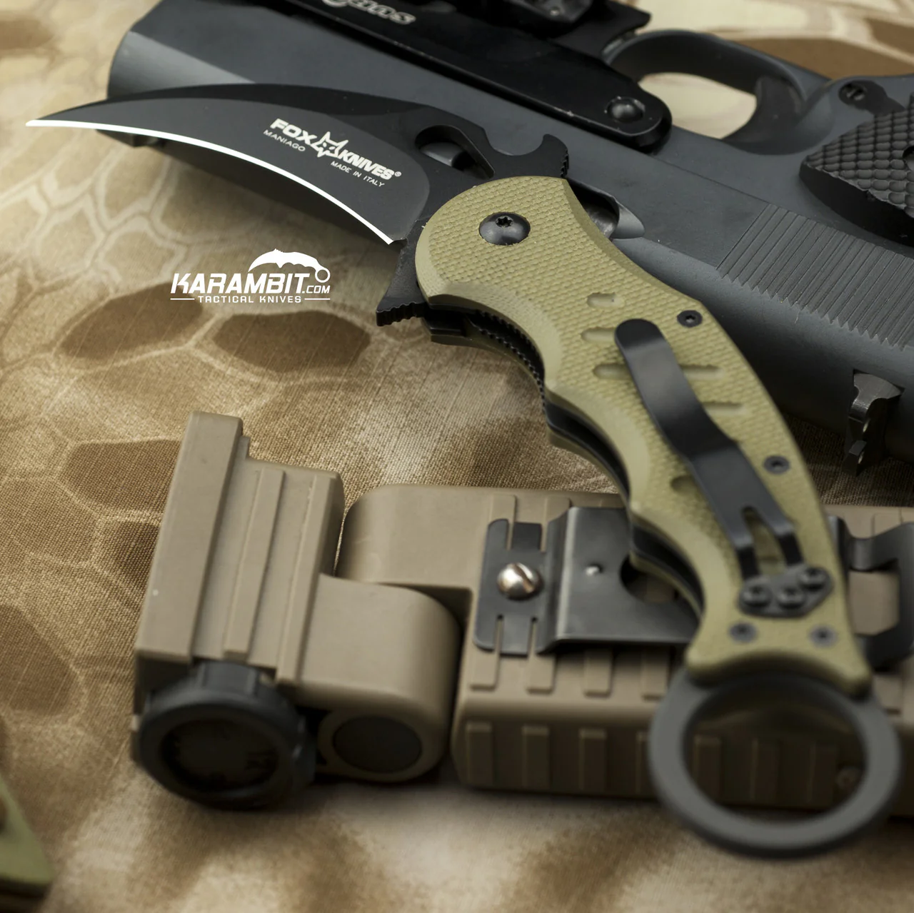 Fox 479 OD Green G10 Folding Karambit - Emerson Wave - Image 2