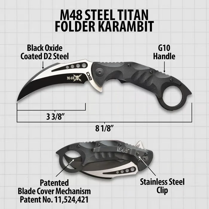 M48 Steel Titan D2 Folding Karambit - Image 3